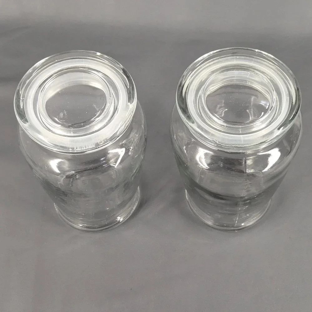 Set of 2 VTG Clear Glass Canisters with Airtight Lids Kitchen Storage Jars